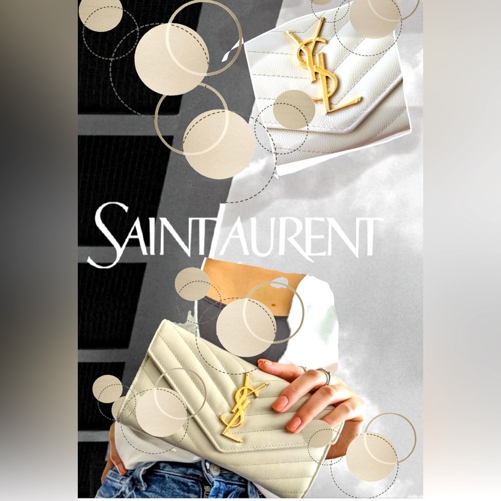 YVES SAINT LAURENT YSL Cassandre Matelasse Clutch Wallet Bone Beige MSRP $1499